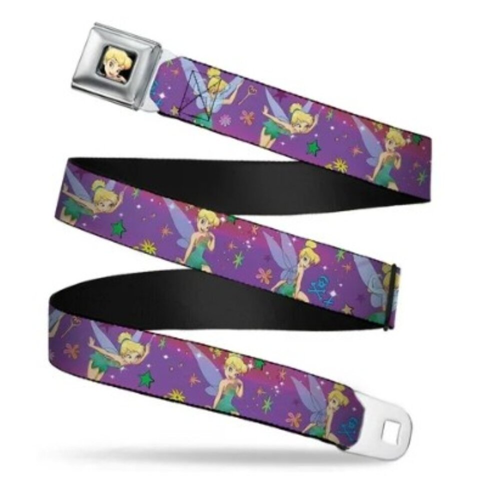 Tinker Bell Seatbelt Buckle Belt Purple Adjustable 32–52” Wide Belt